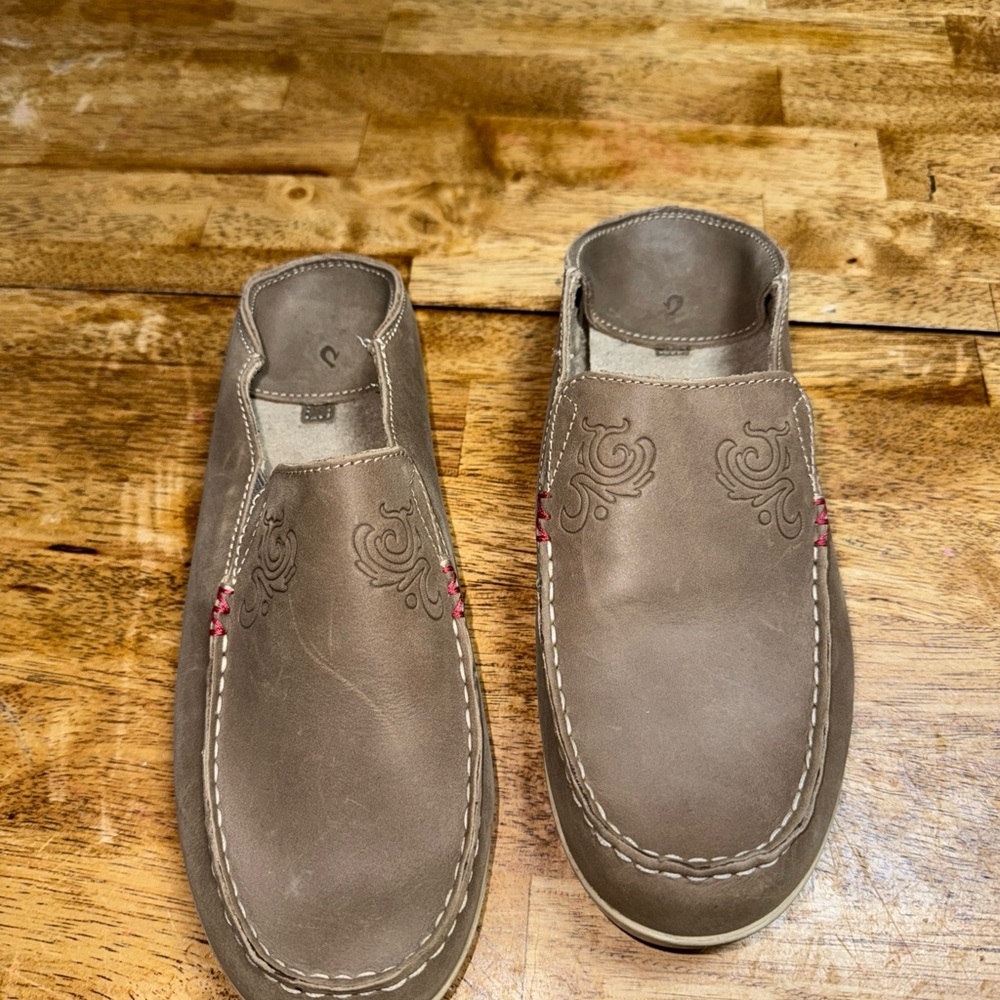 women's Brown Leather Slip-On Shoes